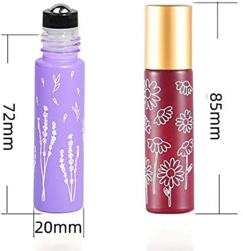 Fokmuaex 6Pcs Printed Roller Bottles for Essential Oils - Portable Refillable Containers for Perfume, Aromatherapy & Travel Use image number 2