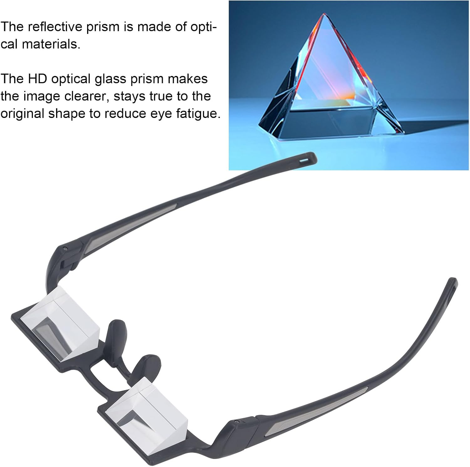Lazy Glasses, 90&deg; Laying down Glasses, Horizontal View Prism Glasses for Laying down Reading, Watching TV with Glass or Reading Glass image number 4