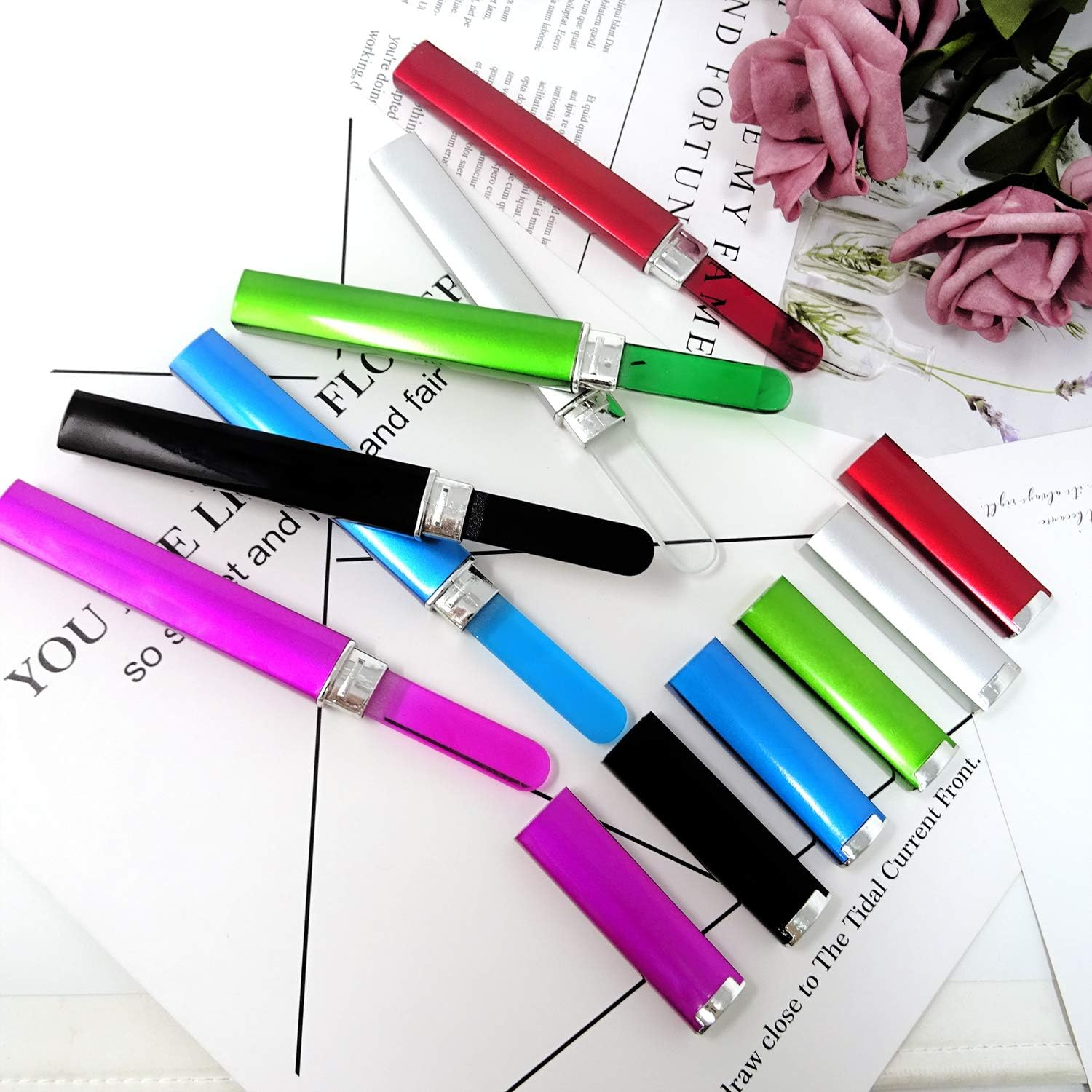 Honbay 6PCS Double Sided Glass Fingernail Files Nail File Buffers with Plastic Protective Case for Women Men image number 1