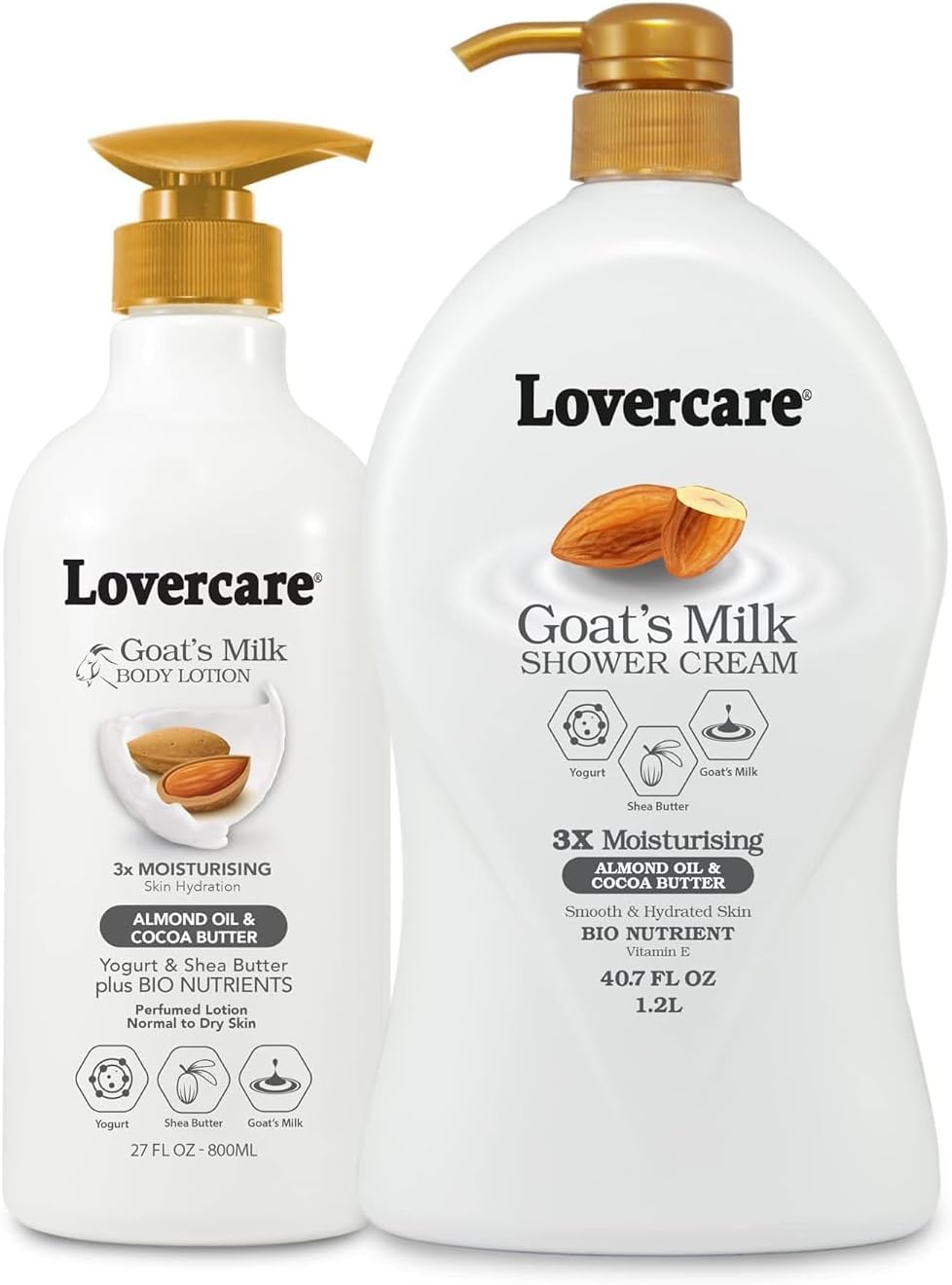 Pack of 2- Lovercare Goat Milk Moisturixing Body Wash Shower Cream Almond Oil Cocoa Butter image number 2