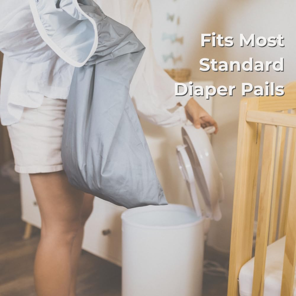 Nora'S Nursery Pail Liner for Cloth Diapers - Reusable and Washable - Fits All Standard Diaper Pails - Waterproof Pail Liner with Strap for Diaper Pails & Laundry (Rose- 2 Pk) image number 5