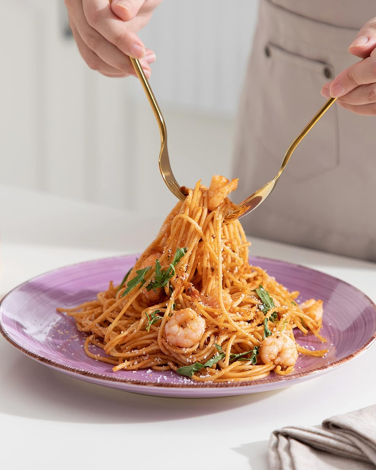 Vancasso Bonita Stoneware Dinner Plate Set for 6 People, Diameter 27 Cm Plate Set, Crockery for Dishwasher and Microwave, Pasta Plate, Breakfast Plate, Cake Plate, Warm Colour image number 6