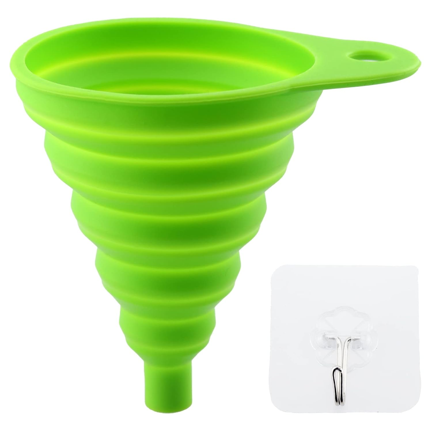 Kitchen Funnels Silicone Collapsible with Self-Adhesive Hooks for Filling Bottles Liquid Water Powder Oil Transfer image number 3