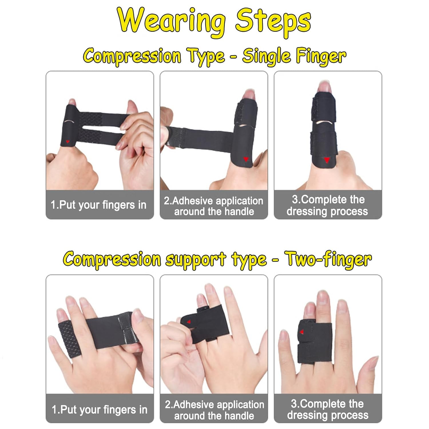 2Pcs Finger Splint, Adjustable Finger Splints(No Metal Support), Thumb Brace Protector Relieve Pain for Arthritis, Reusable Finger Tapes for Basketball, Tennis, Baseball, Volleyball, Single and Double Finger - M image number 2