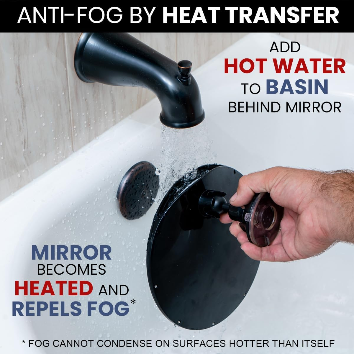 2018 Shatterproof Fogless Shower Mirror for Shaving with Razor Holder and Superior Sticky Suction-Cup, 20Cm Diameter (Including Frame)