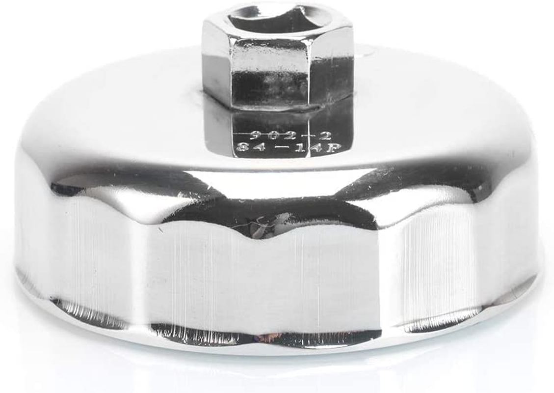 84Mm 14 Flutes Oil Filter Cap Wrench Tool Universal Chrome Plated Steel Oil Filter Removal Tool Compatible with Mercedes Dodge and Jeep 3.0L Diesel Engines(84Mm 14 Flutes) image number 5