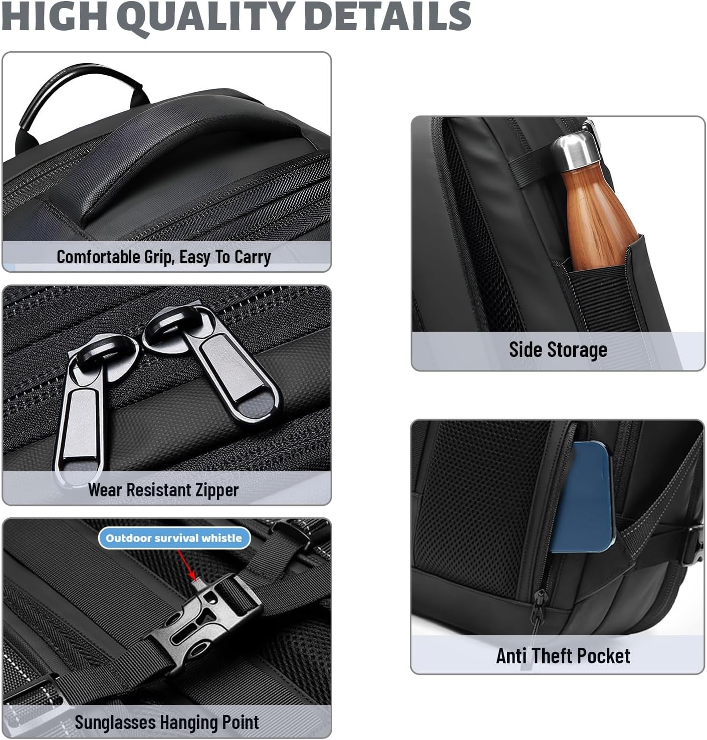 Vacuum Backpack - Water Resistant Expandable Vacpack with Vacuum Compression & 19 Inch Large Capacity, anti Theft Backpack for Travel (Grey) image number 5