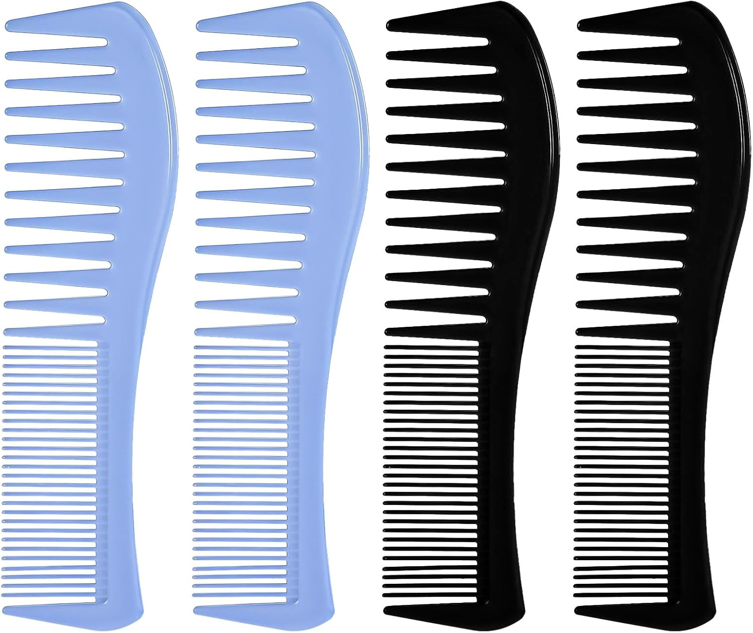 Mabor 4 Pcs Double-Sided Barber Combs, 7.17Inch All-Purpose Hair Grooming Detangling Hair Comb Plastic for Men & Women Wide & Fine Tooth for Professional Hairstyling image number 2