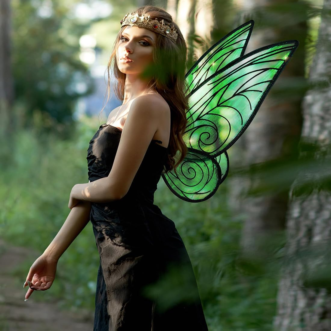 Fairy Wings, Sparkling Sheer Wings for Women Girls Adults, Fairy Wand Elf Ears Butterfly Wings Fairy Wings Adult Costume Set, Halloween Angel Wings Kids' Dress up & Pretend Play Fancy Dress image number 6