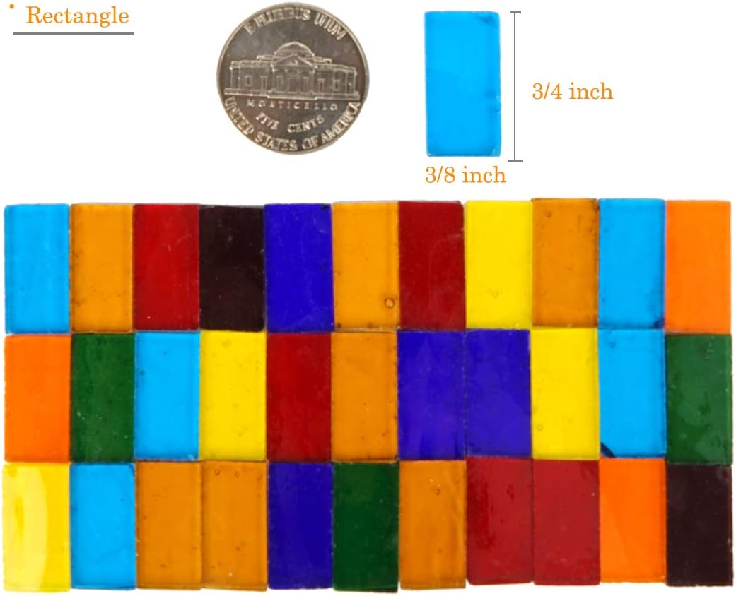 Lanyani 1600 Pieces Transparent Cathedral Glass Mosaic Tiles Pieces for Arts and Crafts Mixed Color Stained Glass Pieces, 4 Shapes Mixed image number 2