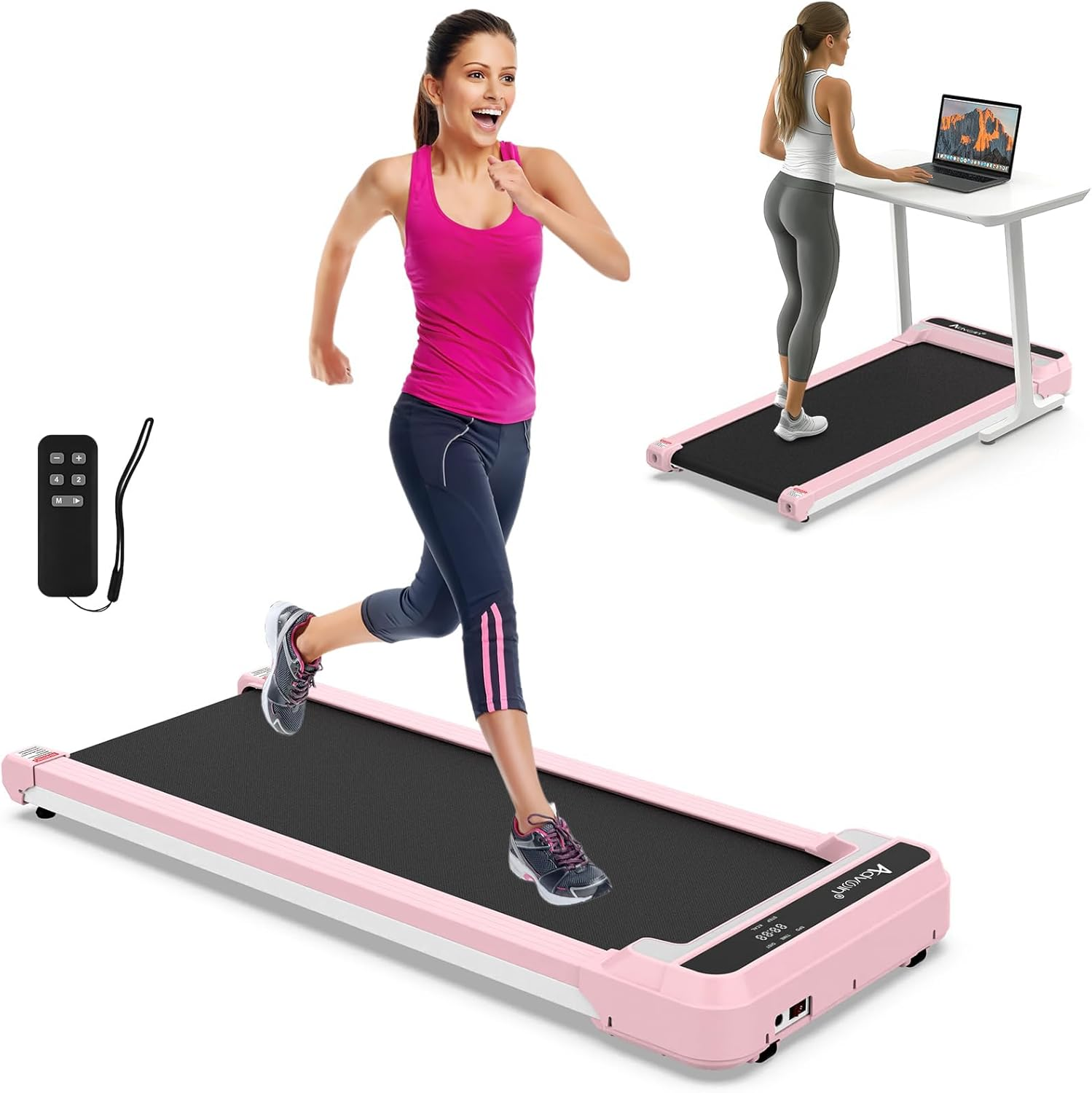 Advwin 3 in 1 Walking Pad Treadmill, under Desk Treadmill for Home, Compact Portable Electric Walking Jogging Machine with Shock Absorption|Non-Slip|Led Display|Quiet Motor|120Kg Capacity