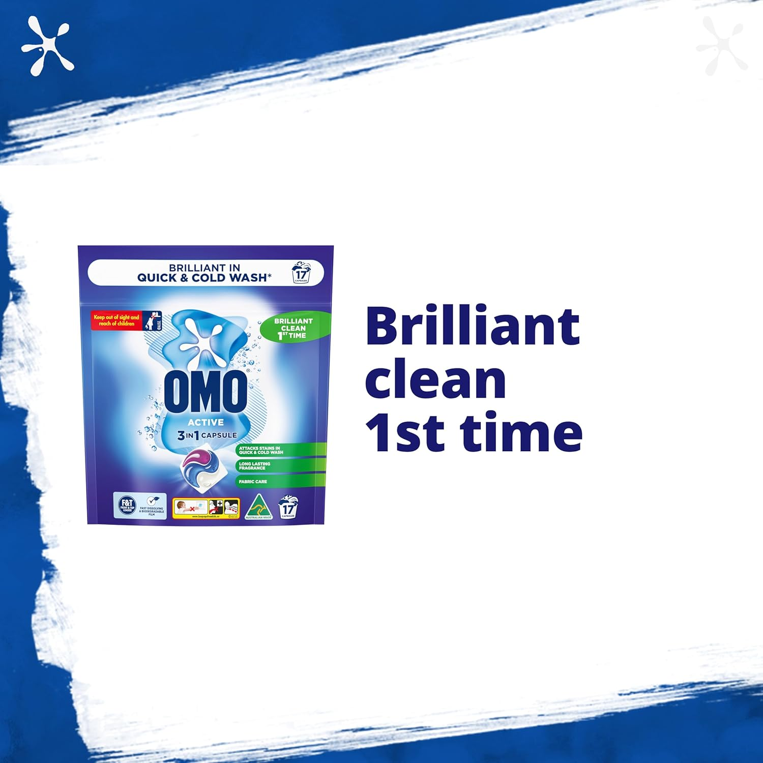 OMO Active 3 in 1 Laundry Capsules, 17 Pack image number 3