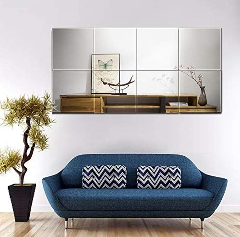Ruomeng Full Length Mirror Tiles - 12 Inch X 8Pcs Frameless Wall Mirror Set Make up Mirror for Home Gym Vanity Bedroom, Living Room image number 4