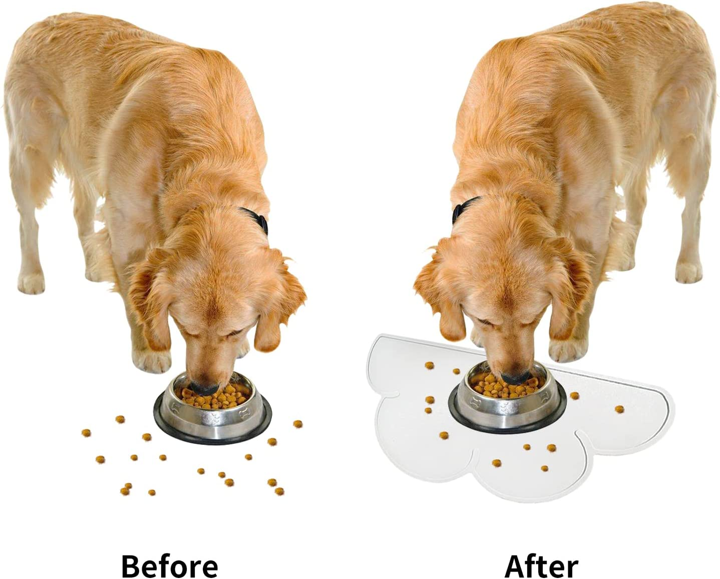 Colexy Silicone Feeding Bowl Mat, Non-Slip Waterproof Pet Placemat, Bowl Mat, Dogs, Cats, Feeding Mats, 48 X 26 Cm, Grey (Clouds)