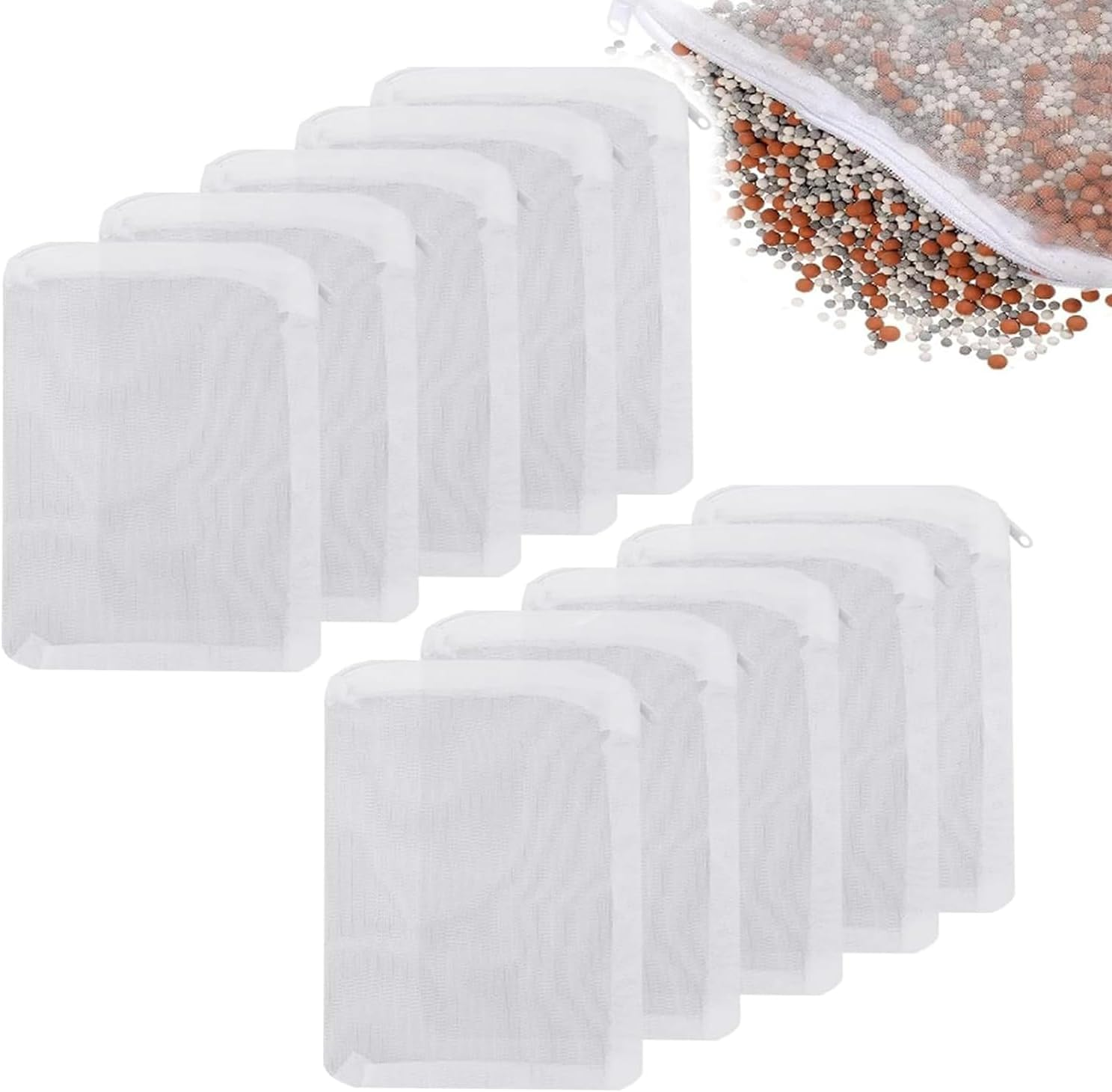 10 Pcs Aquarium Filter Media Bags, Media Mesh Filter Bags, Mesh Filter Bags, Fish Tank Media Mesh Filter Bag, Aquarium Small Filter Bags with Zipper, for Fish Tank Activated Carbon, Charcoal image number 5