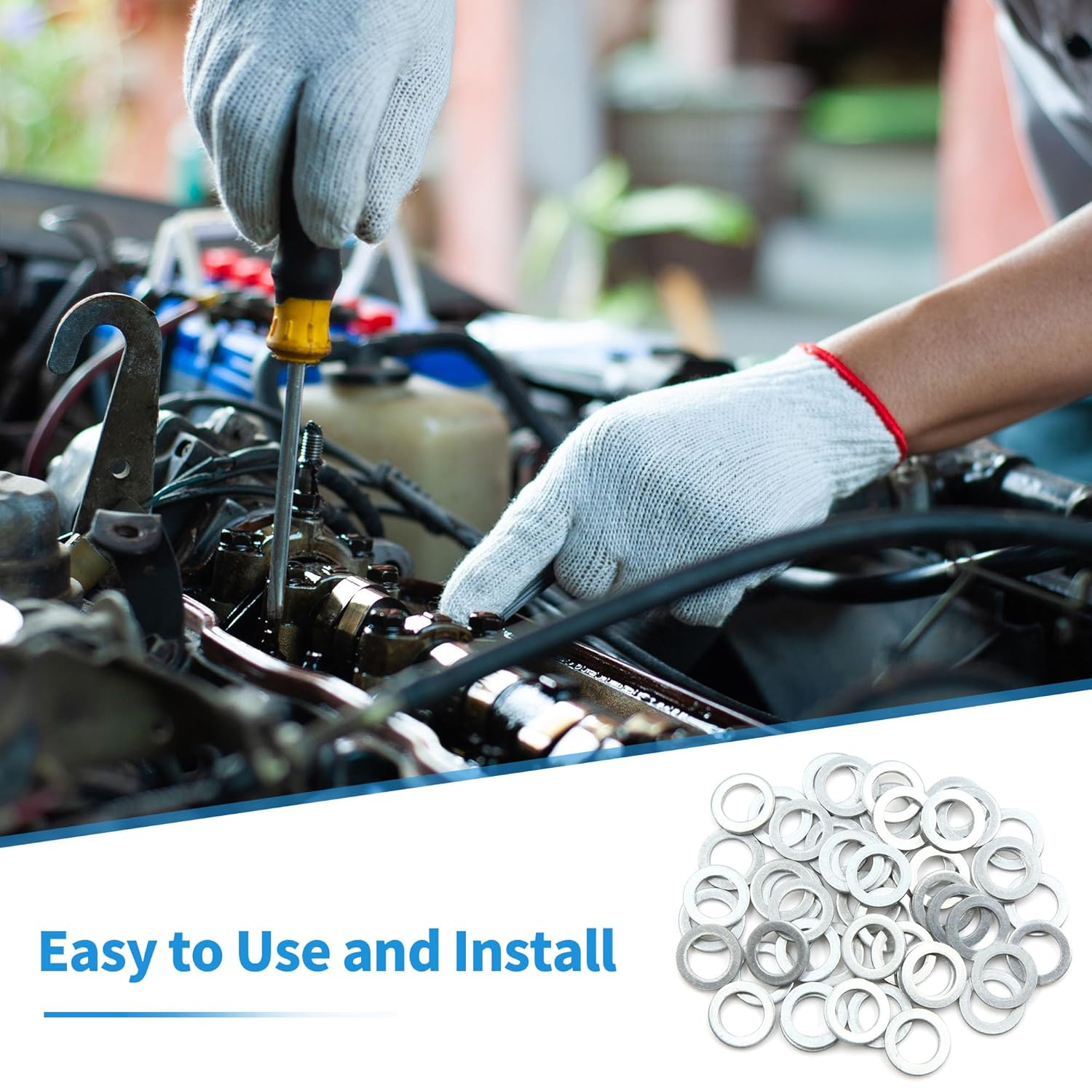 X AUTOHAUX 50Pcs Engine Oil Crush Washers Drain Plug Gaskets 12Mm ID. 19.7Mm OD. for Car image number 3