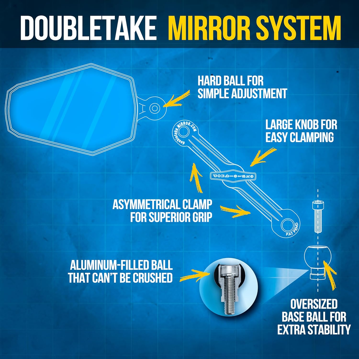 Doubletake Adventure 3.5" Mirror Kit 2.0, Universal Fit Folding Motorcycle Mirrors, Guaranteed for Life. image number 6