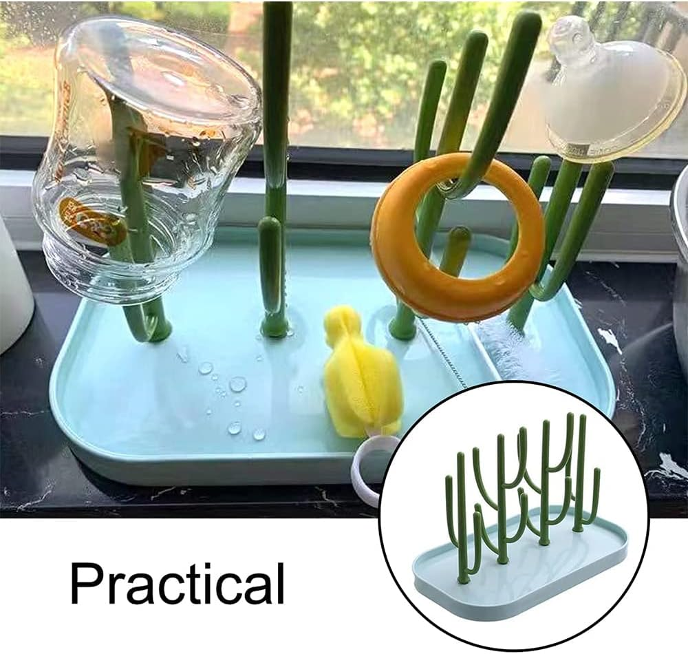 Baby Essentials,Bottle Drying Rack,Baby Bottle Drying Rack,Drying Rack for Kitchen Counter,Detachable Bottle Dryer Holder with Base.For Nipples,Cups,Pump Parts and Accessories(Green) image number 5