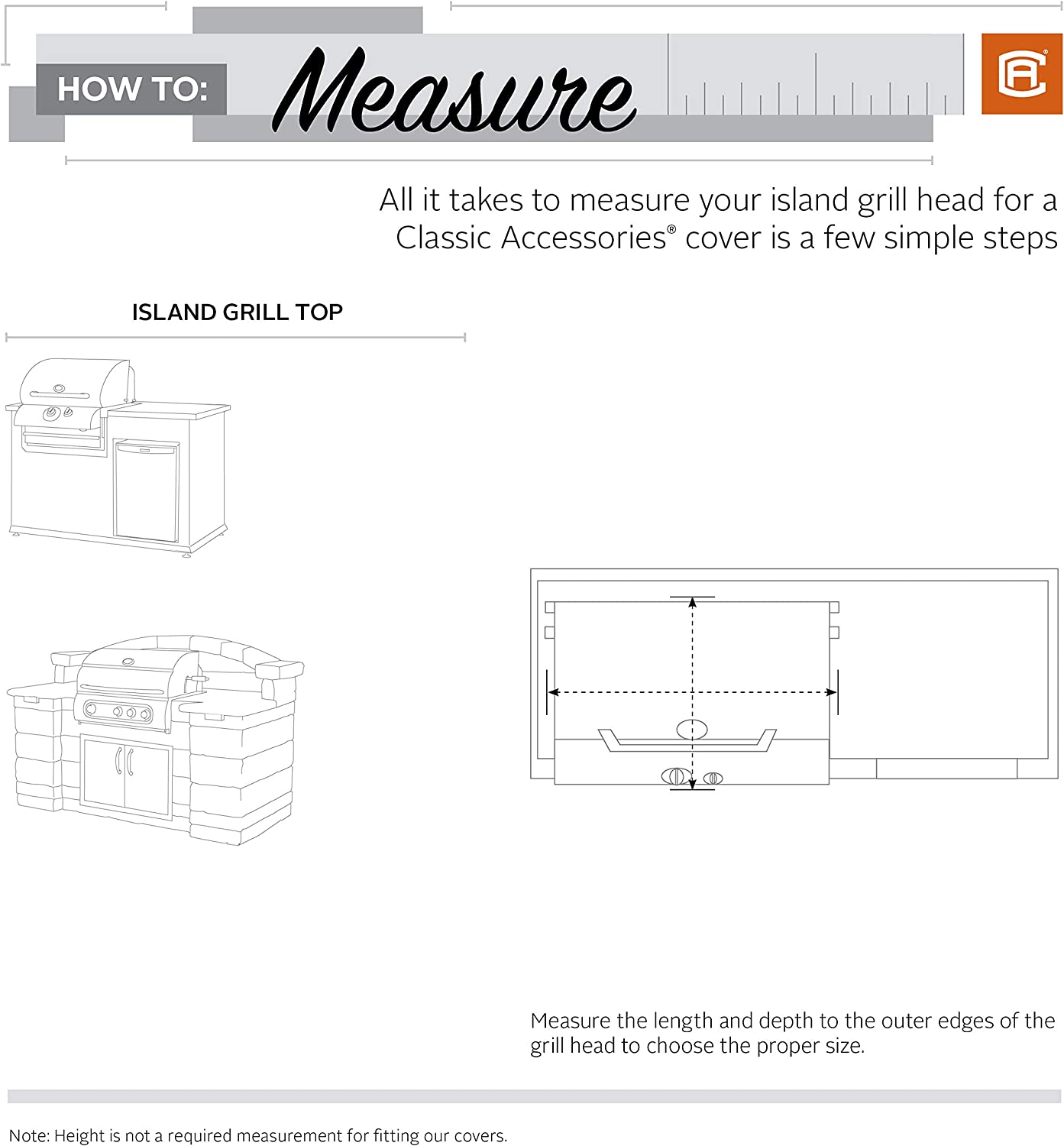 Classic Accessories Ravenna Water-Resistant 32 Inch Built-In BBQ Grill Top Cover, Black, Grill Cover, Grill Cover for Outdoor Grill, BBQ Cover image number 2