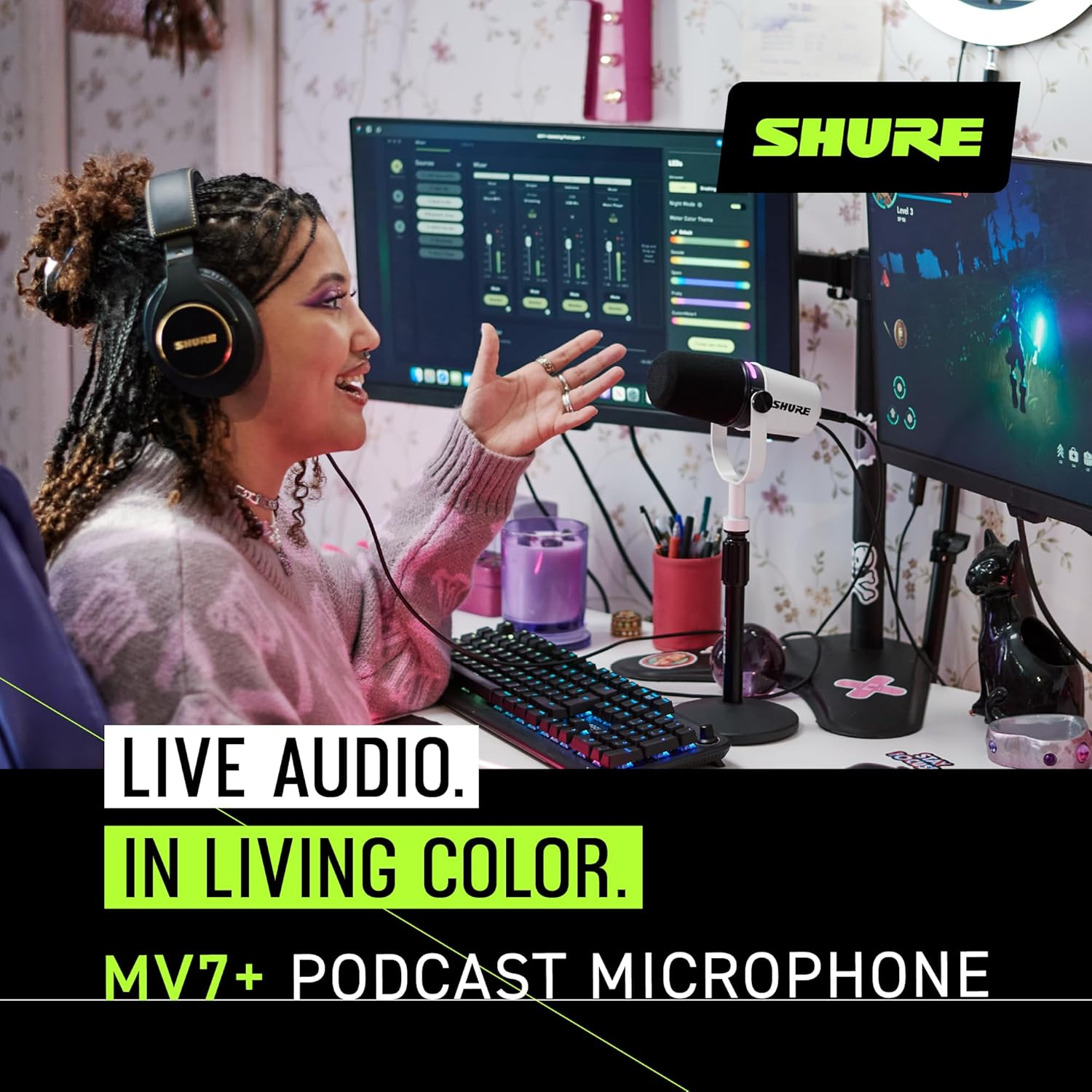 Shure Motiv MV7+ Podcast Dual-Output Cardioid Dynamic Microphone with XLR/USB, White image number 5
