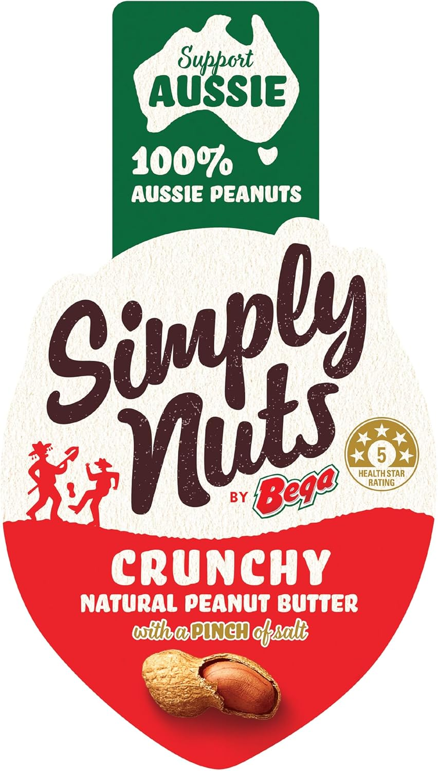 Bega Simply Nuts, Crunchy Natural Peanut Butter, with a Pinch of Salt, 100% Australian Peanuts, Jar 325G image number 2