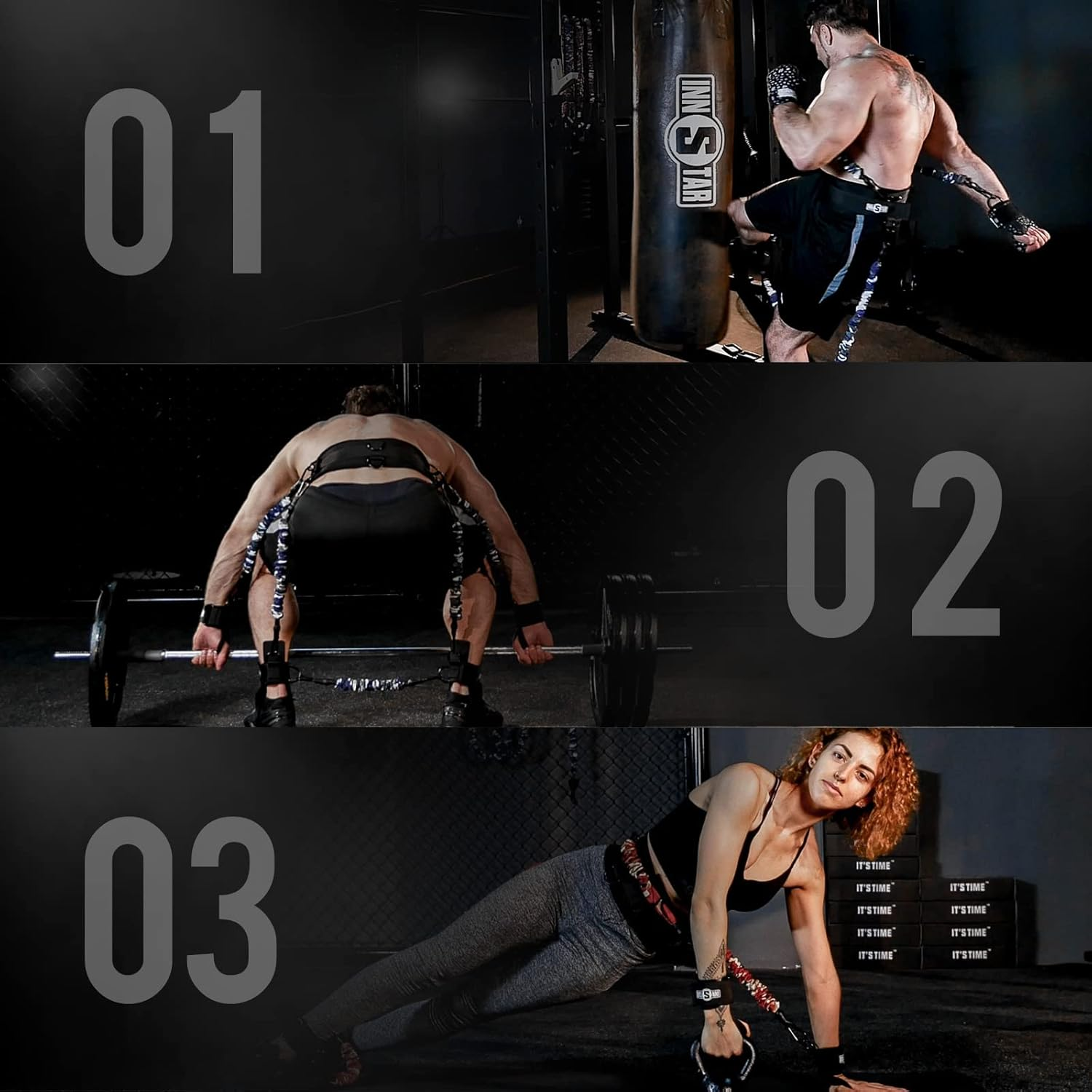 INNSTAR MMA Boxing Training Resistance Belt Band Set Power Punch Pro Strength Training Equipment for Muay Thai,Karate Combat,Fitness,Basketball,Volleyball,Football Men&Women image number 2