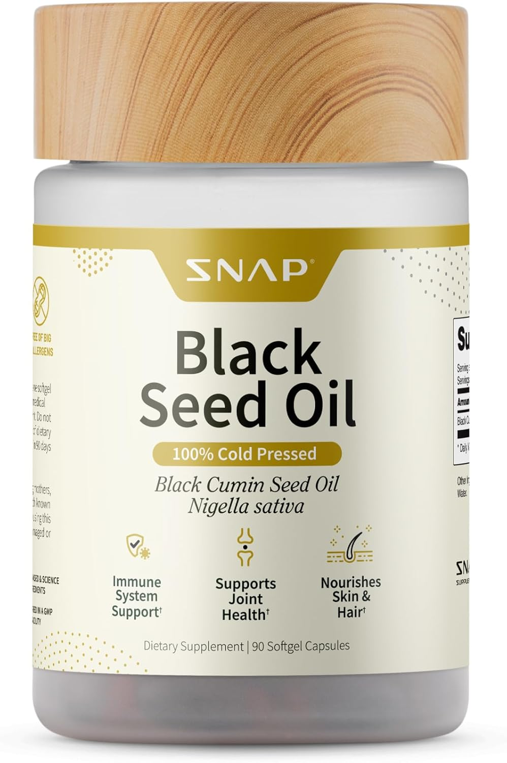 SNAP Black Seed Oil, 100 Percent Cold Pressed Black Cumin Seed Oil, 90 Softgel Capsules image number 6