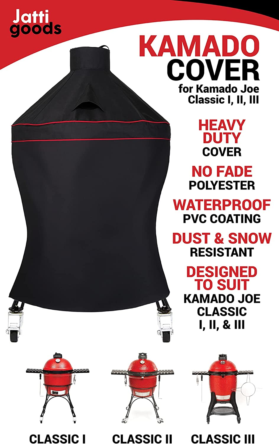 Jatti Kamado Cover for Kamado Joe Classic I, II, III, Waterproof and Heavy Duty Protection image number 3