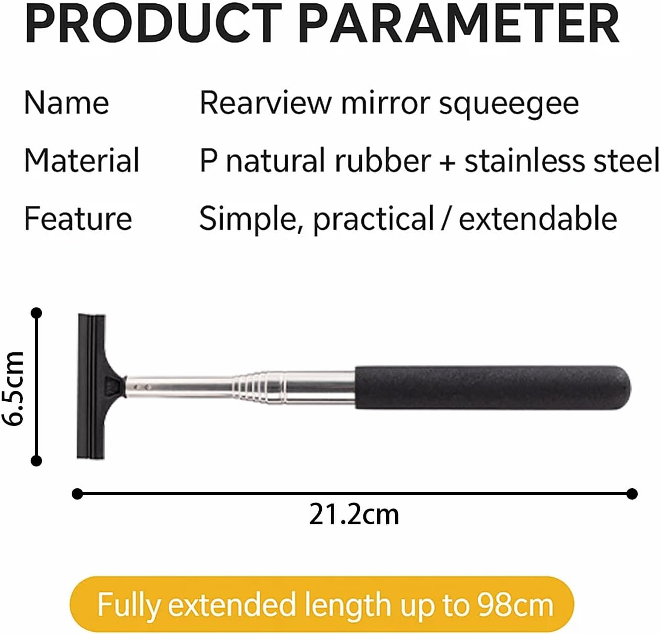 &zwnj;Taoluwin Car Window Squeegee, Retractable 98Cm Wing Mirror Wiper with Multi-Layer Brush, Soft Grip Handle, Portable Car Window Cleaner for Quick Water Removal&zwnj; image number 5