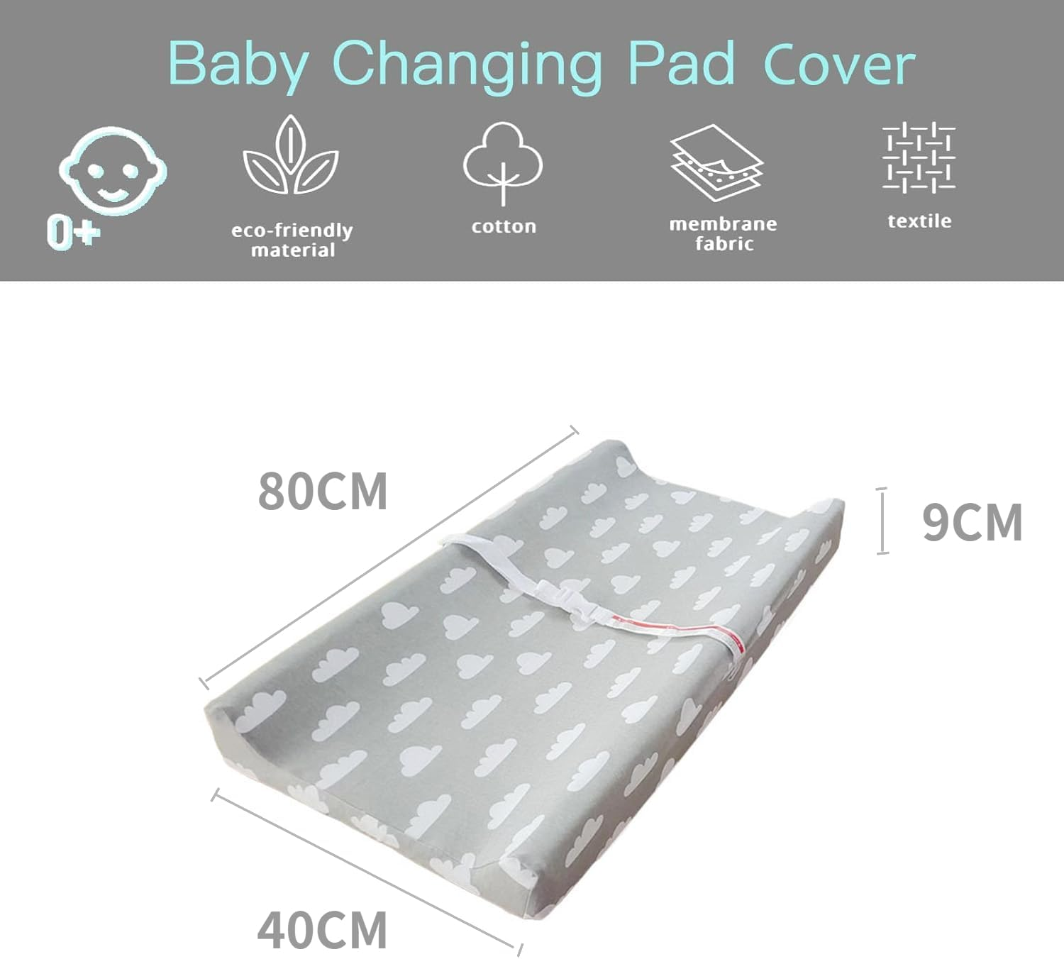 Baby Diaper Changing Pad with Washable Cover, Waterproof & Non-Slip Baby Change Mat for Infant Newborn, Cozy & Breathable Baby Change Table (Changing Pad + Cover (Cloud)) image number 1