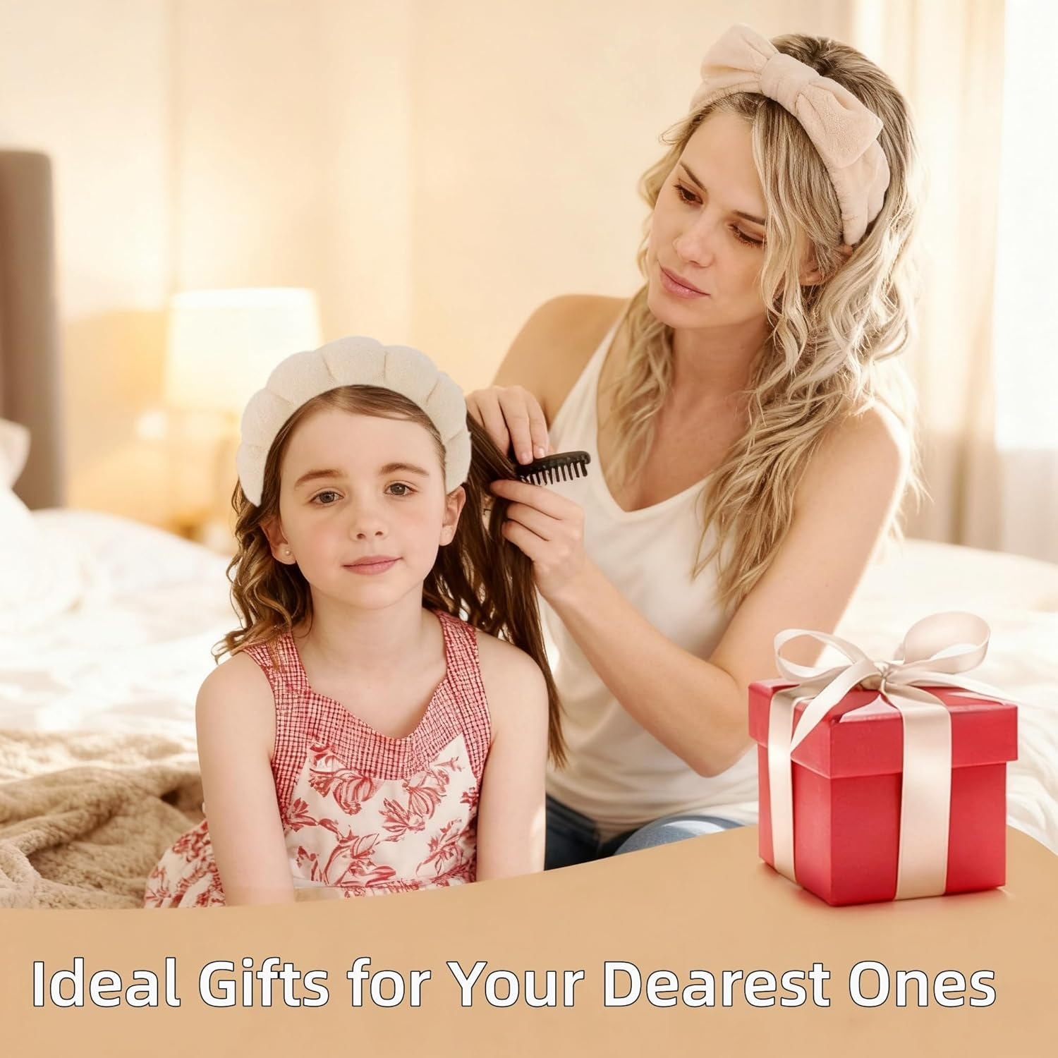 Yaqulen 7-Piece Spa Set, Facial Headband, Spa Headband and Wristband Set, Skincare Headband, College Style Girl Gift, Hair Accessories for Women and Girls(Khaki) image number 5