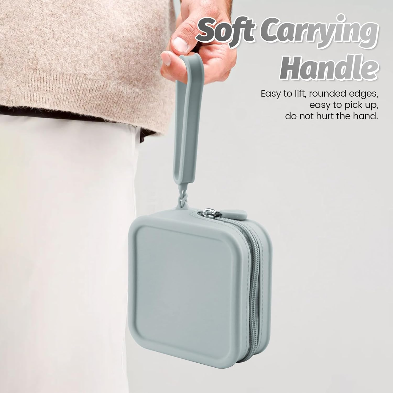 Diakey 3 Pack Silicone Makeup Bag, Soft Waterproof Travel Cosmetic Bag Make up Organizer Case with Hand Strap, Shatterproof Zipper Skincare Pouch Toiletry Bag for Women, Grey, Makeup Bag image number 2