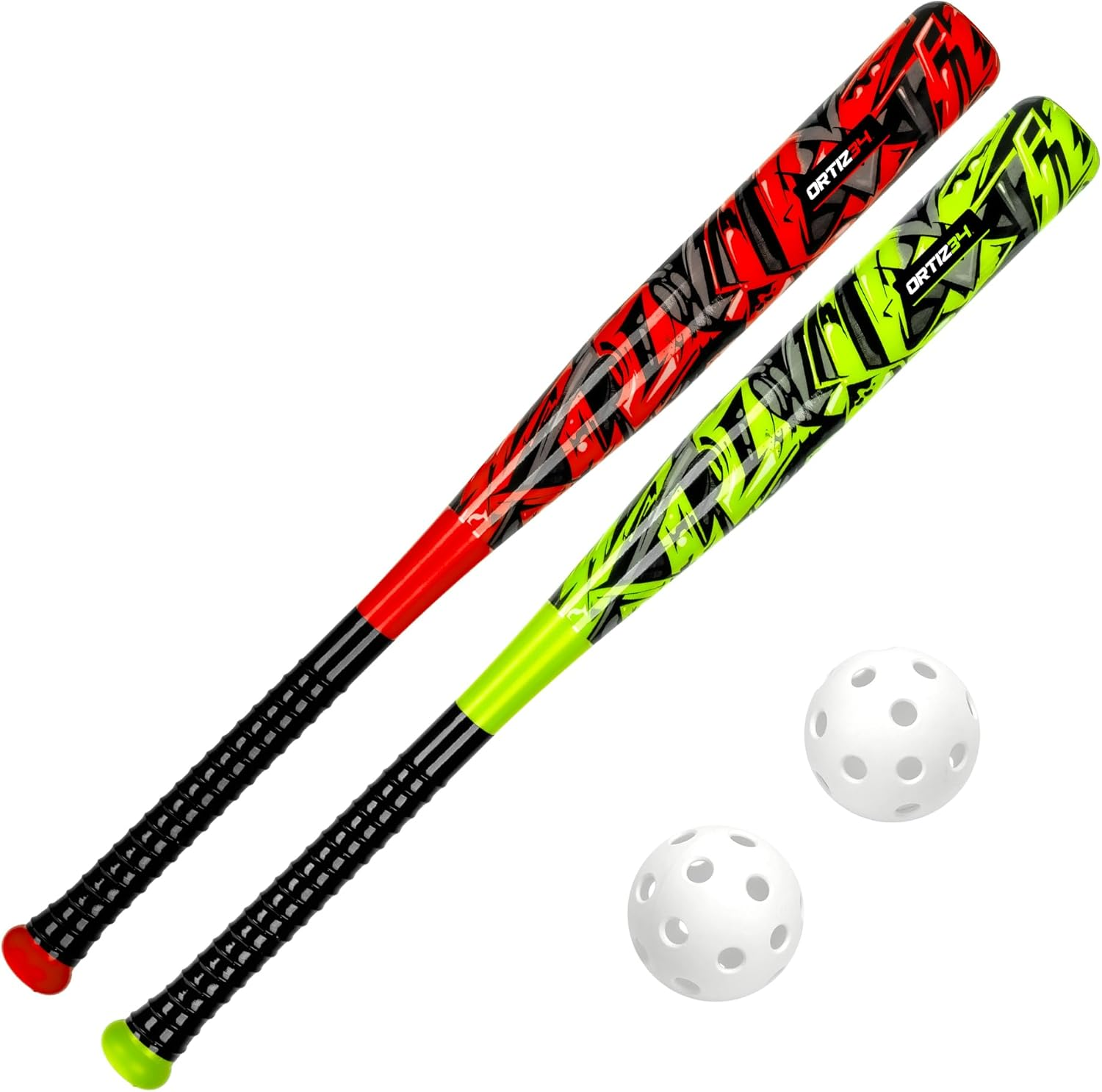 Ortiz34 Graffiti Plastic Bat & Ball Homerun Set- David Ortiz Backyard Baseball Set for Youth, Kids, Teenagers, Adults