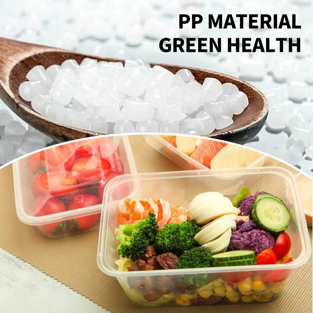 50 Pack Plastic Takeaway Food Plastic Storage Food Containers with Lids, Meal Prep Containers, Bento Box BPA Free, Reuse, Refrigerator Safe, Microwave, Dishwasher Safe Plastic Takeaway Containers image number 3