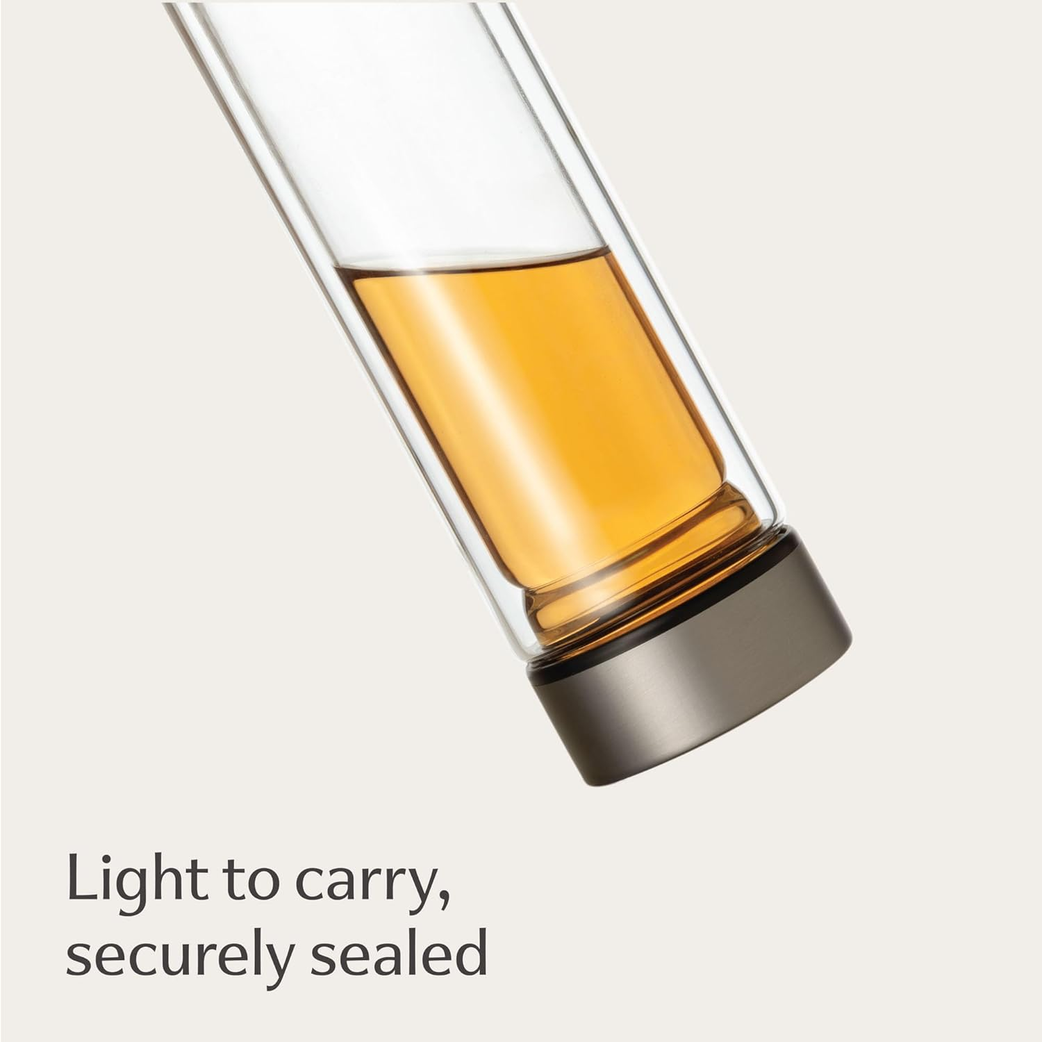 Cosumy Tea Bottle with Strainer to Go 500 Ml - Double-Walled Glass with Felt Bag - Heat Resistant - Leak-Proof - Dishwasher Safe - (Anthracite) - Charcoal image number 6