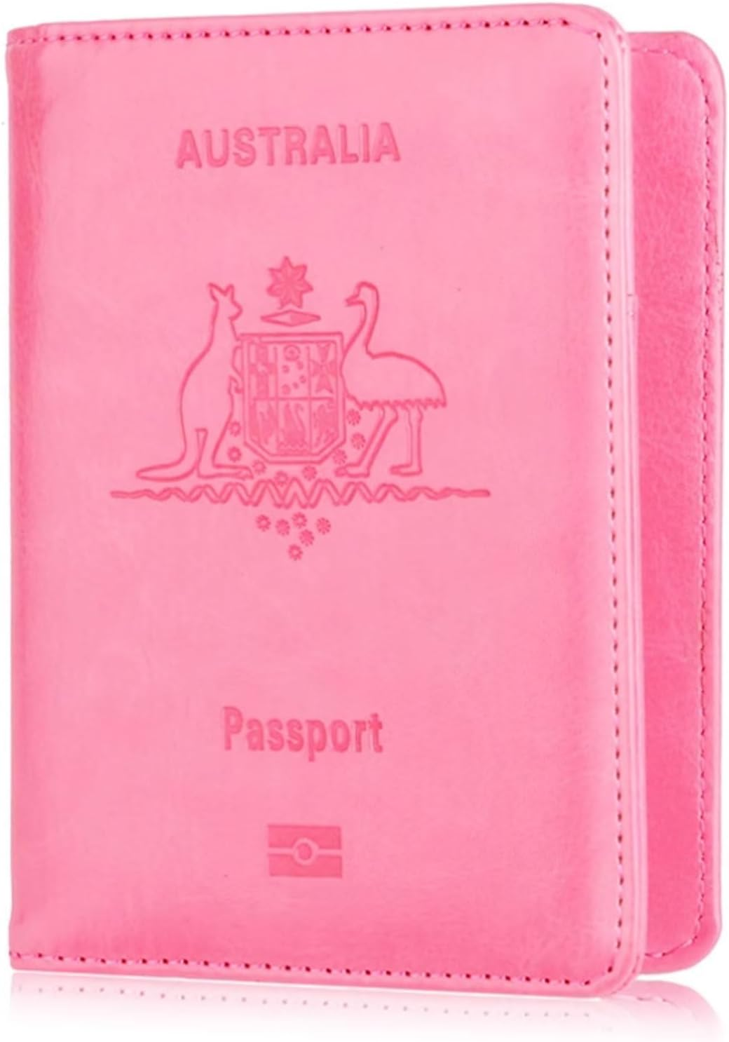 Australian Passport Cover Anti-Magnetic PU Leather Holder Bank Card Airplane Wallet Passport Sleeve(Pink)