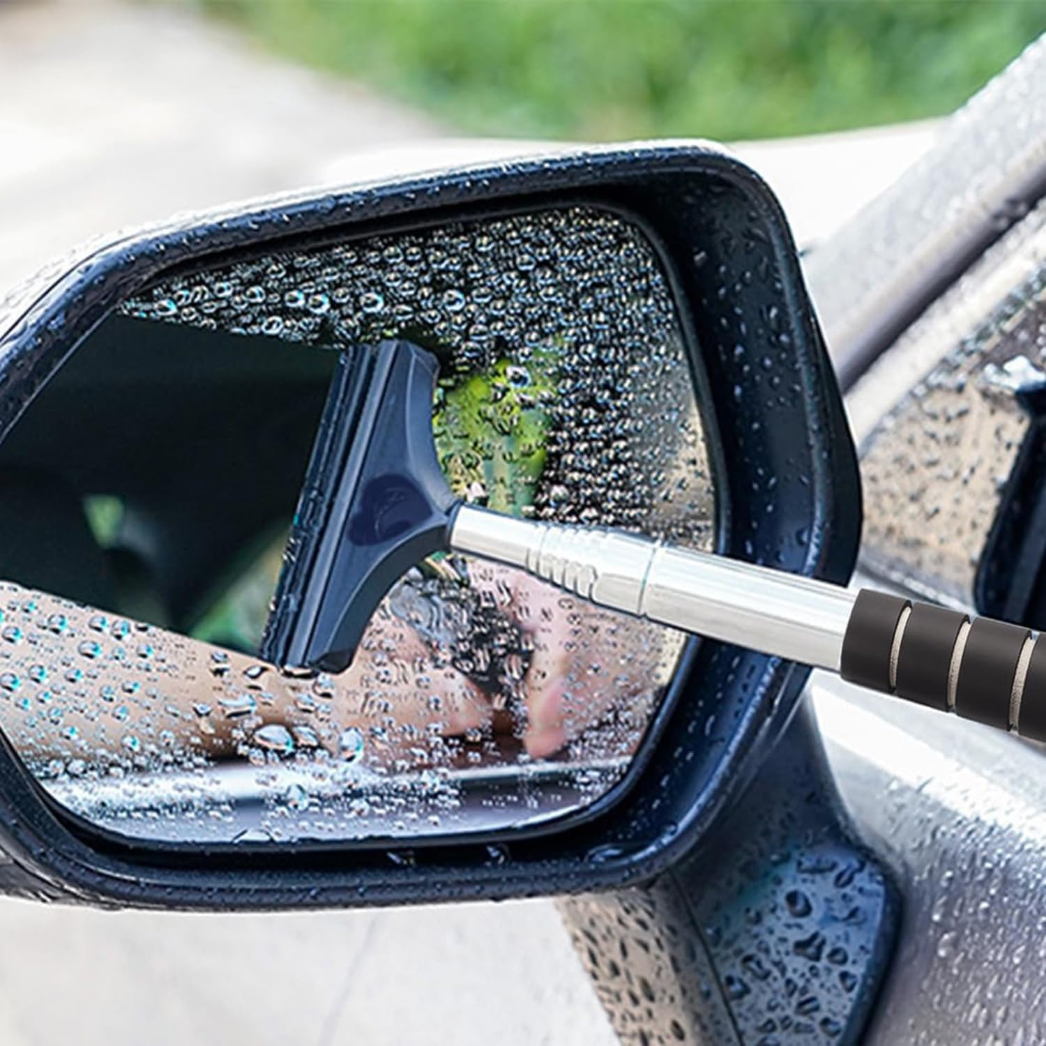 Lxcshljx 3 Pcs Car Rearview Mirror Wiper, Car Side Mirror Squeegee, Retractable Car Window Squeegee, Portable T-Plate Rearview Mirror Wiper, Universal Car Cleaning Tool, Glass Water Dust Removal Tool