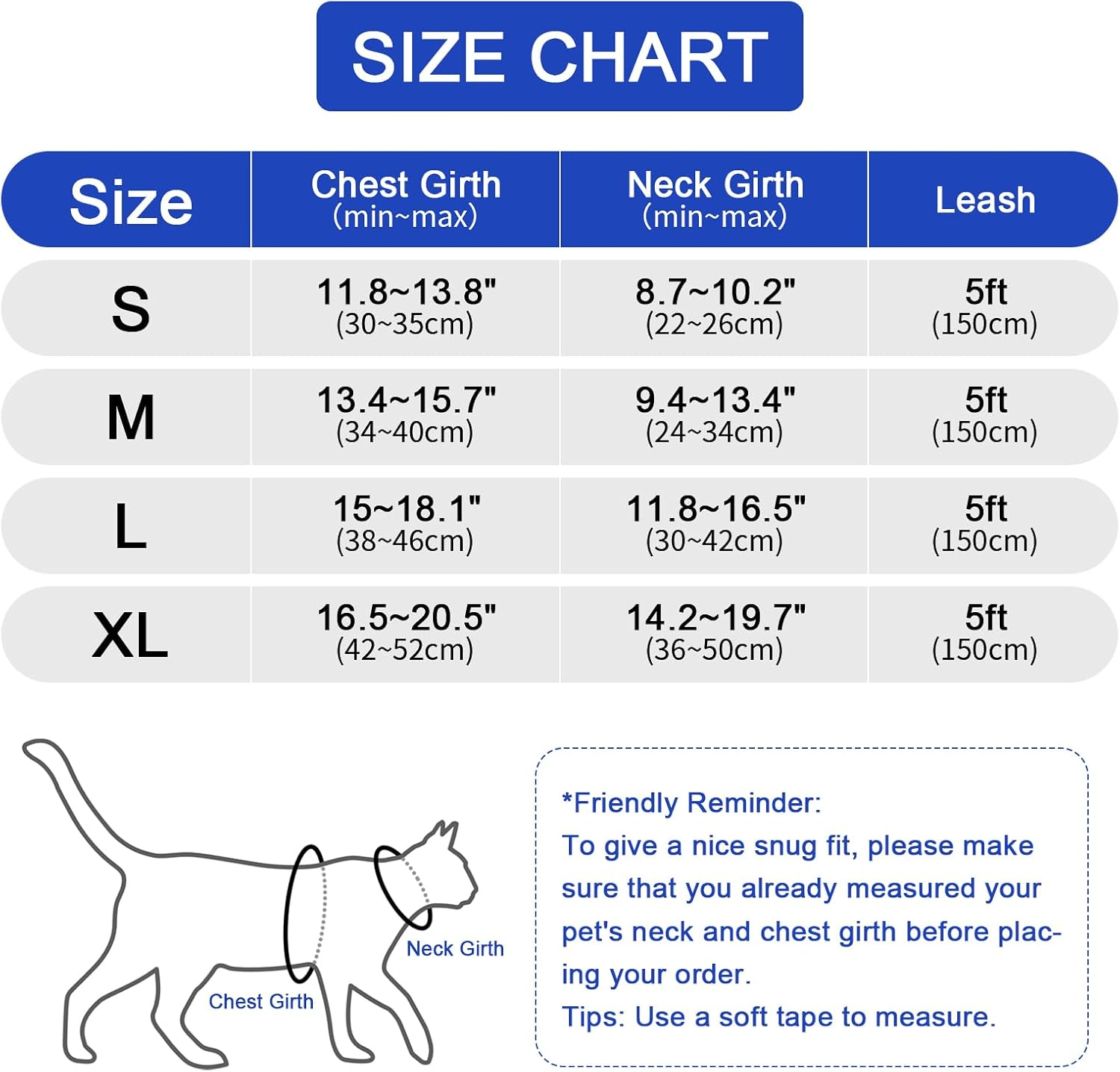 Vest Harness Leash Set for Small Dog Large Cat, Upgraded Escape Proof Adjustable Jacket with Lead for Puppy Fat Cat Outdoor Walking, Soft Breathable Mesh Coat with Reflective Strip XL Blue image number 1