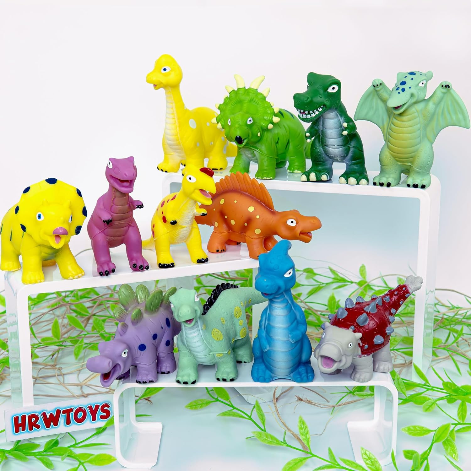 No Hole 12 PCS Dinosaur Bath Toys for Toddler Baby, Mold Free Kids Bathtub Pool Toys, Play at Every Places Toddler Dinosaur Toys, Gift Box image number 1