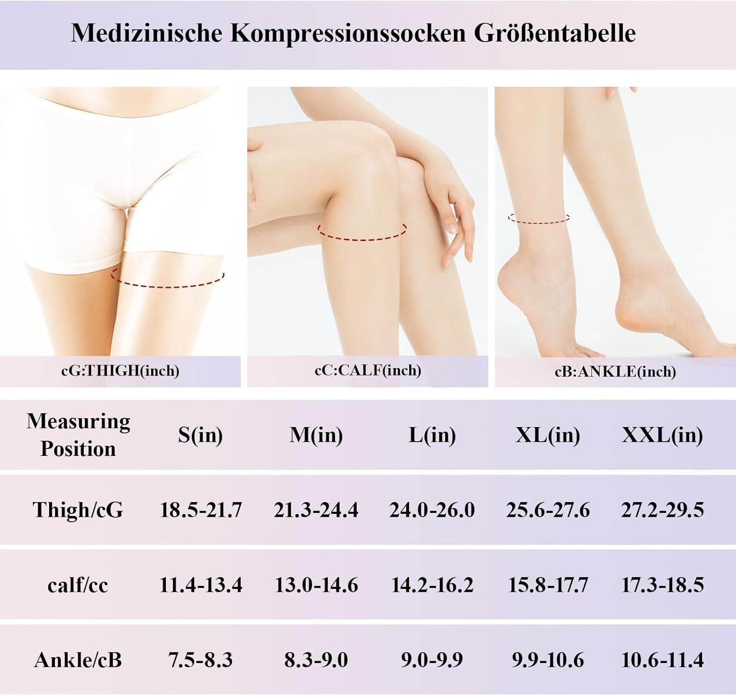 20-30 Mmhg Medical Compression Stockings for Women and Men, Class 2, Closed Long Thrombosis Stockings, Support Stockings, Thighs with Silicone Band for Varicose Veins, Edema, Flight, Anti-Thrombosis image number 5