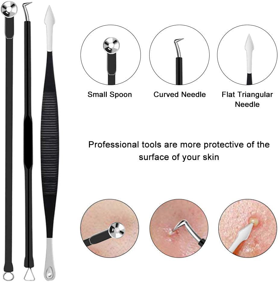 Pimple Popper Tool- WAYAOFEI 10 Pcs Professional Pimple Comedone Extractor Tool Acne Removal Kit -Treatment for Pimples, Blackheads, Blemish, Zit Removing, Forehead and Nose image number 2