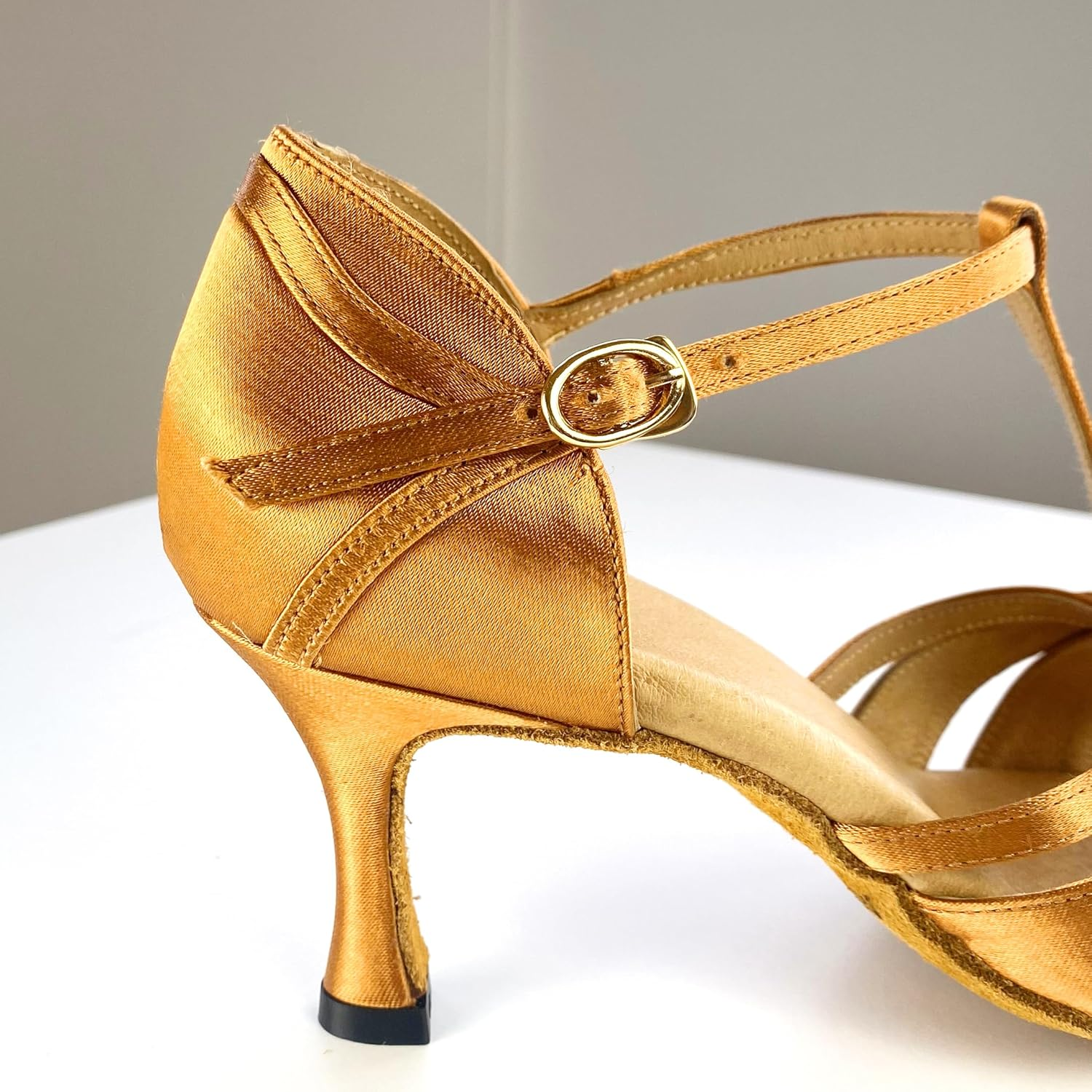 A5015 Latin Dance Shoes (Salsa Chacha Rumba Tango) Flare Heel 2.5" Color Satin/Nappa Leather image number 6