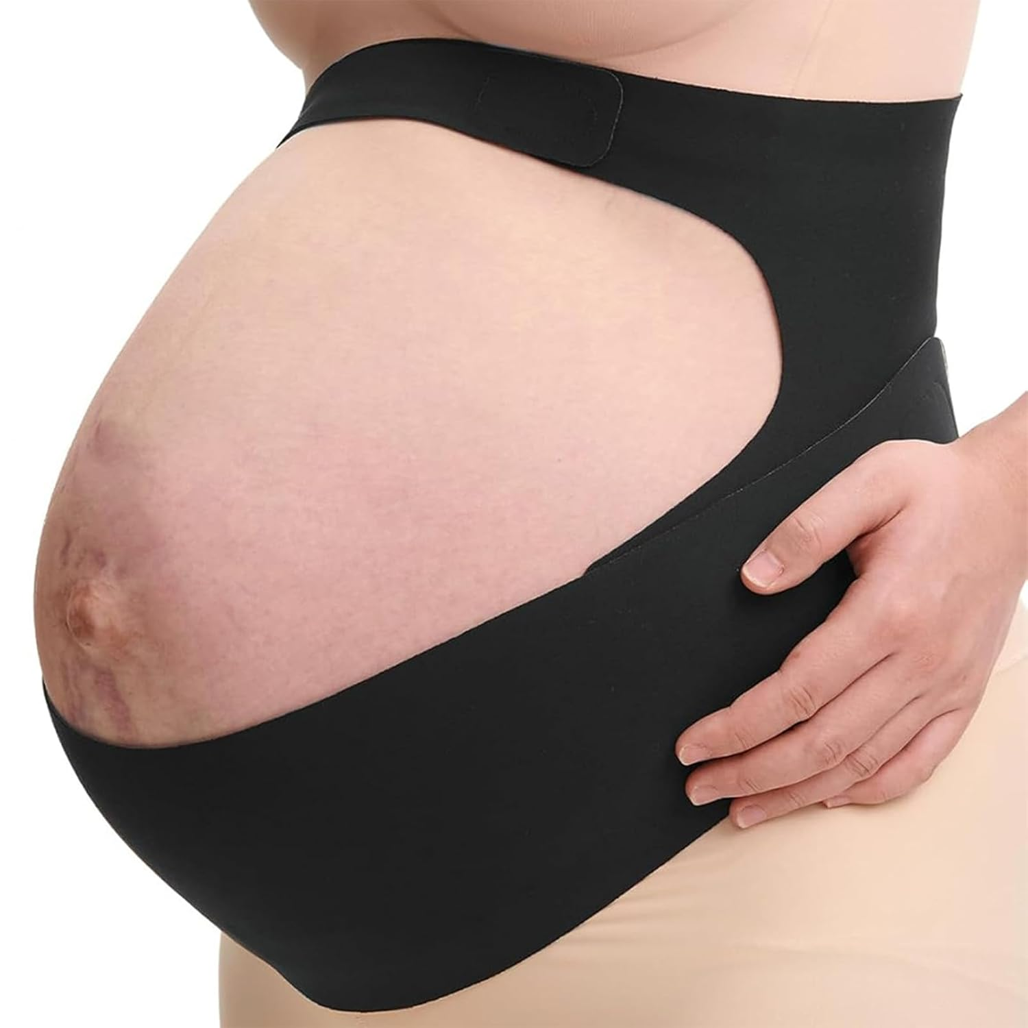 Elevara Belly Band - Eliminating Back & Pelvic Pain, Pregnancy-Safe Materials,No Rolling or Sliding,Stays in Place All Day (Skin Tone,L)
