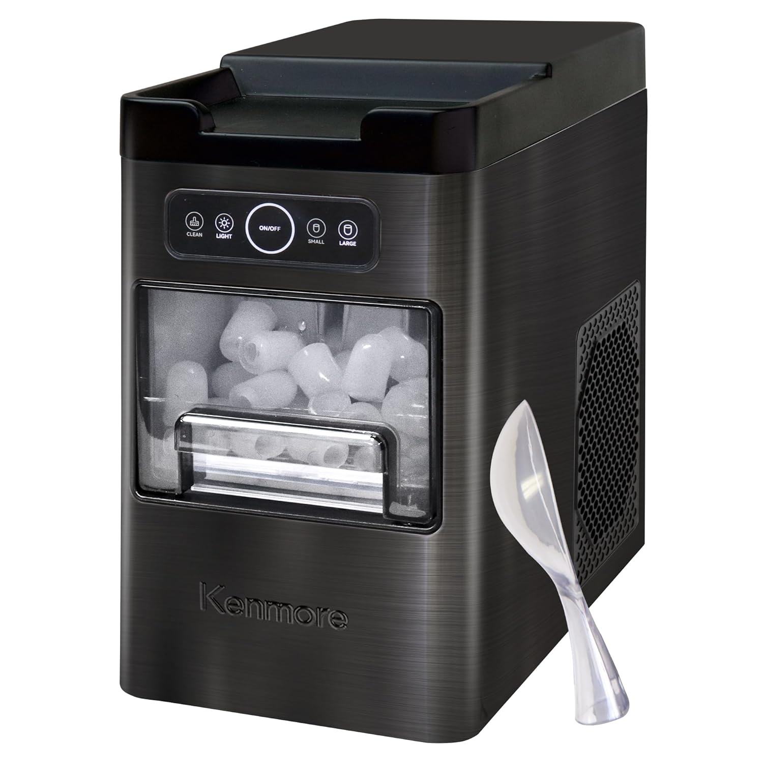 Kenmore Front-Load Countertop Ice Maker | Fits under Cabinets | 11.7 Kg/24Hrs & 9 Ice Cubes in 6 Min | Large or Small Ice Pellets | One-Touch Self-Clean | Portable Ice Machine | Stainless Steel image number 1