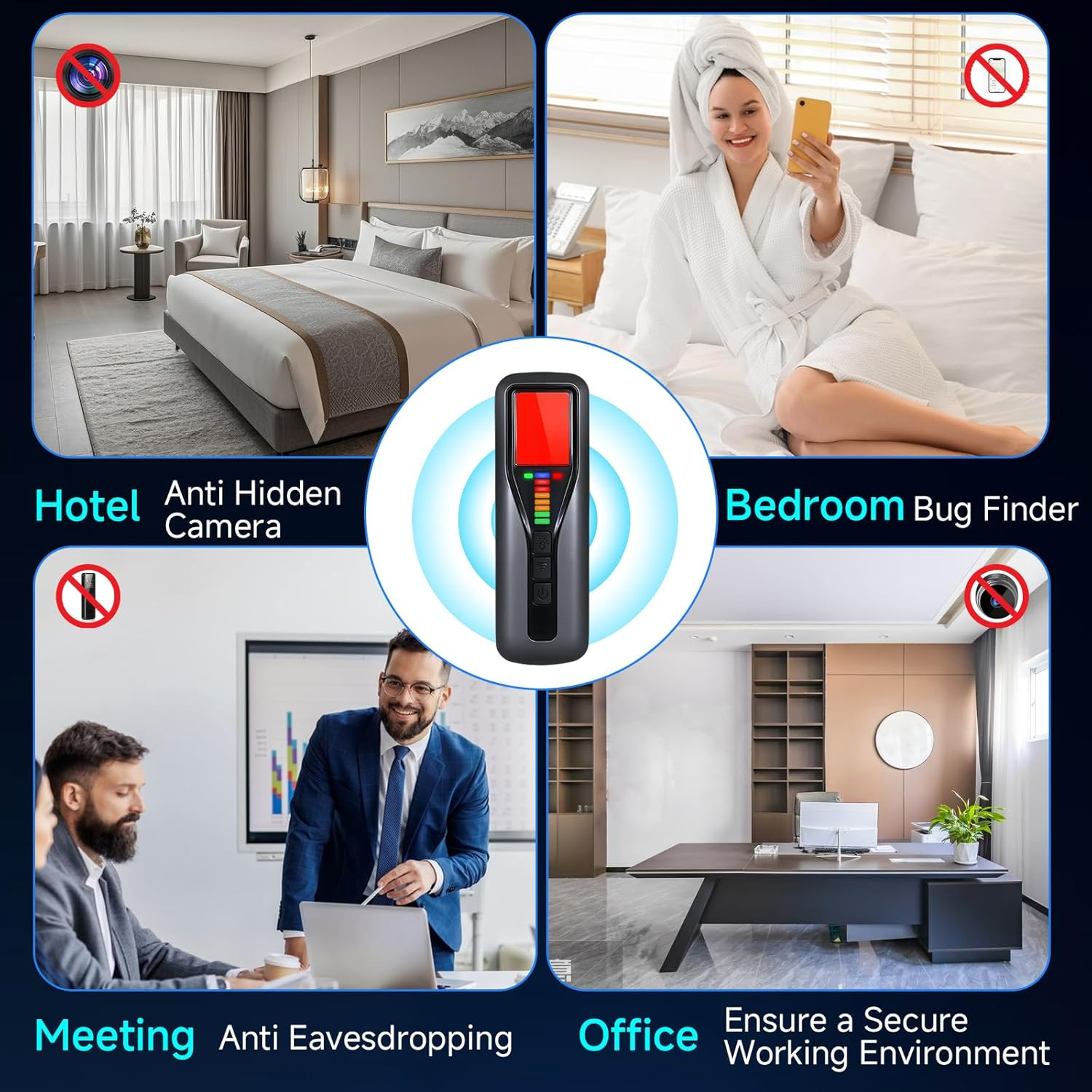 Kozyone Hidden Camera Detectors, GPS Tracker Detector, 6 Modes 5 Levels Sensitivity, Bug Detector & Camera Finder for Travel, Car, Bathroom, Hotel