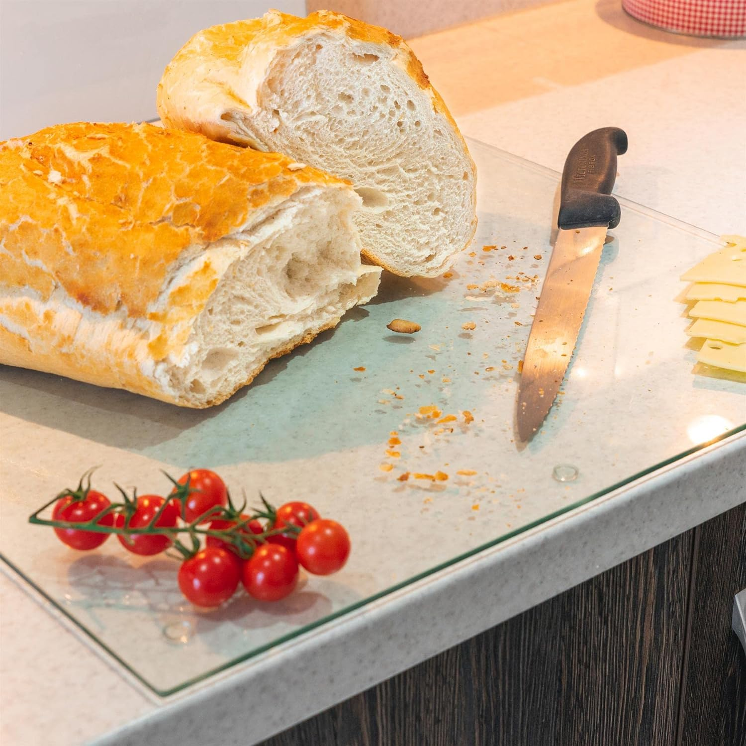 1X Clear 50Cm X 40Cm Glass Chopping Board - Large Kitchen Butchers Meat Bread Cheese Knife Cutting Boards - by Harbour Housewares image number 3