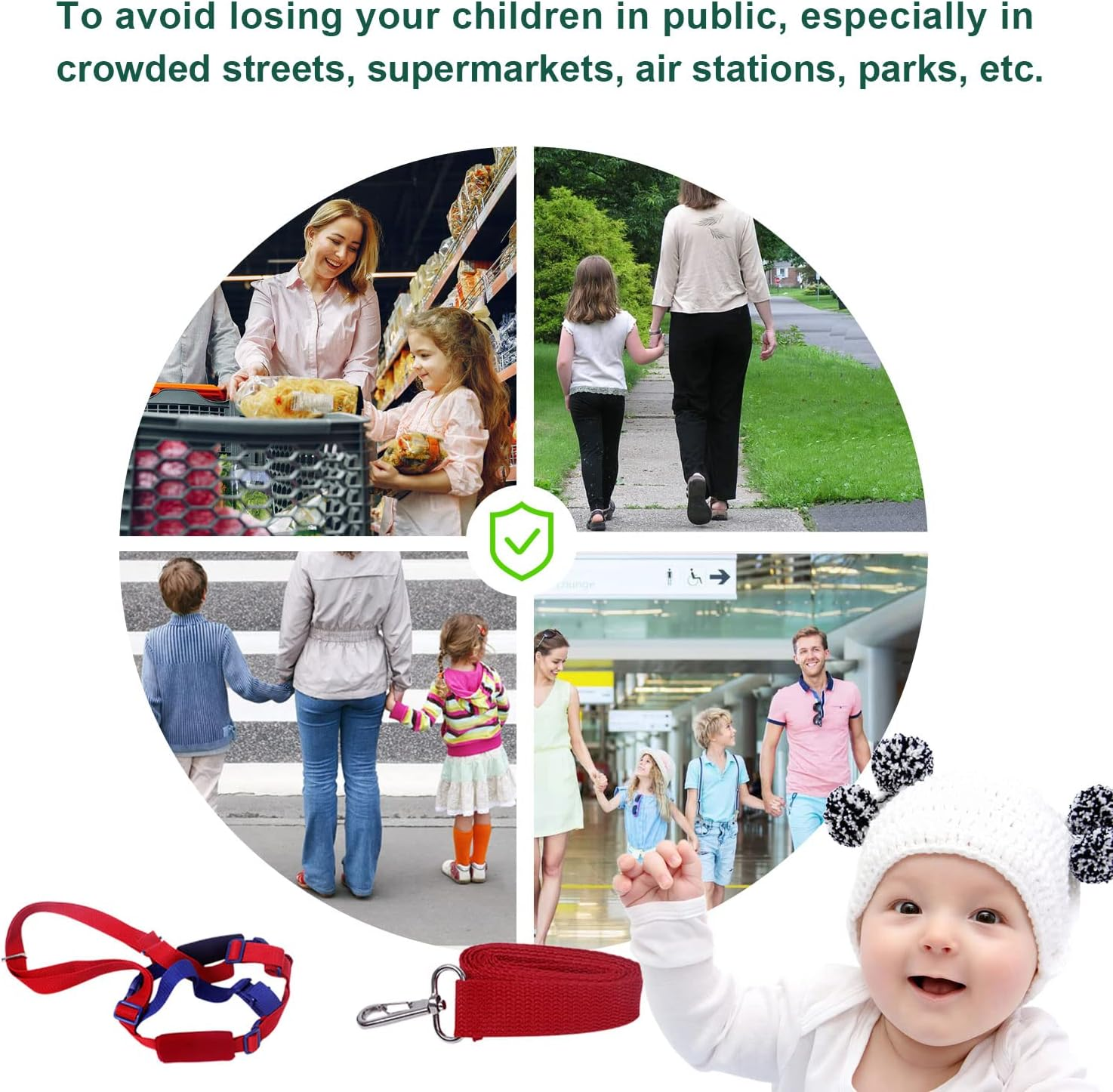 Walking Harness and Safety Leash Anti-Lost, Baby Safety Walking Harness Child Toddler Child Rope Leash Walking Hand Belt, Anti-Lost Rope for Children, Safety Wrist Link, Baby Leash image number 5