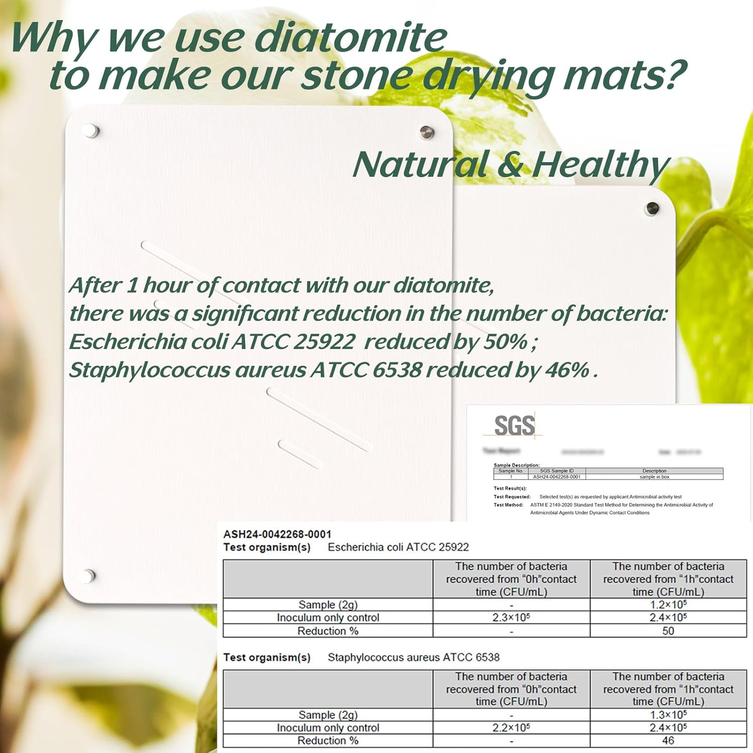 Marakruki Stone Dish Drying Mat for Kitchen Counter, Diatomite Dish Drying Mat, Quick Drying Diatomaceous Stone Kitchen Drying Mat, Chemical-Free Super Absorbent Dish Mat (35 X 45 Cm + 37.5 X 30 Cm) image number 5