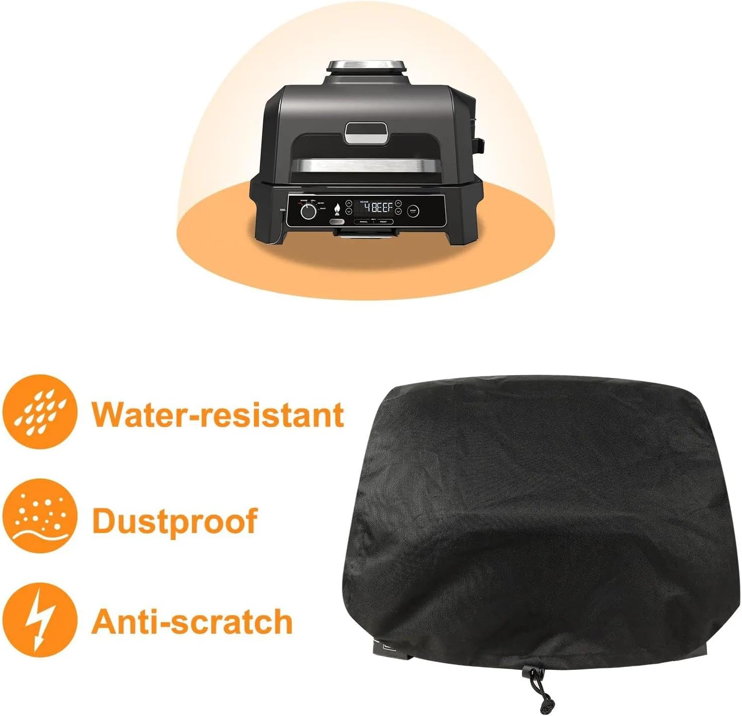 BBQ Cover for Ninja Woodfire Pro XL Outdoor Grill 600D Oxford Waterproof Dustproof Outdoor BBQ Cover Compatible with OG850 OG951 Electric Grill Accessories Black Unron image number 4