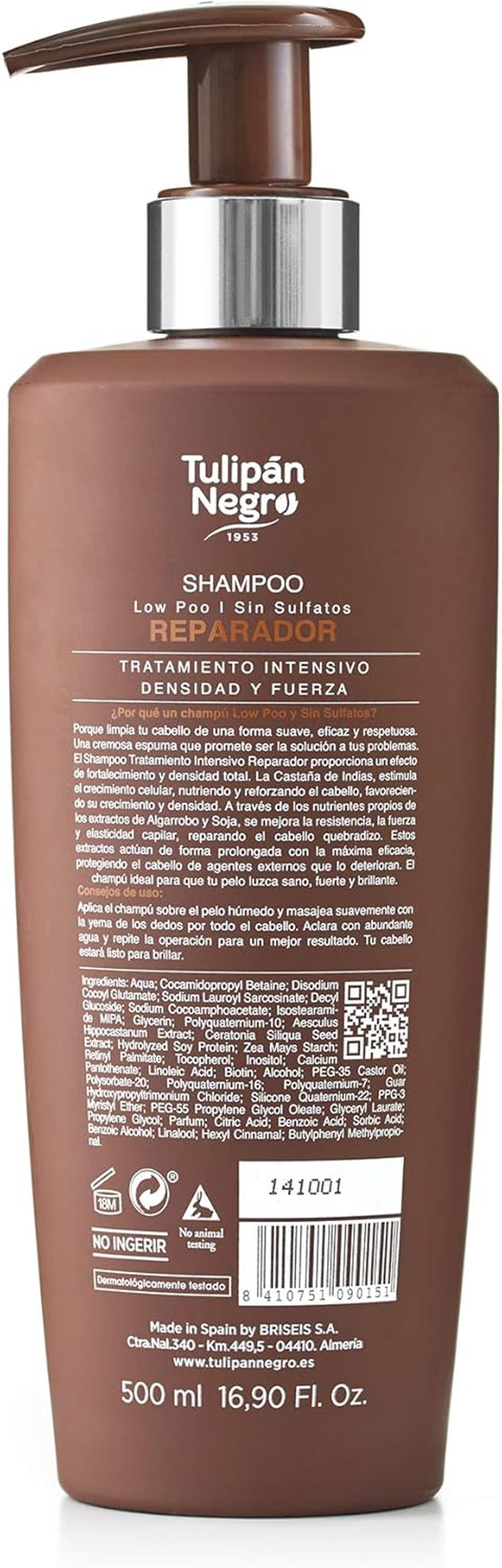 Black Tulip Low Poo Shampoo Intensive Repair No Sulphates Brown Fresh 500 Ml image number 4